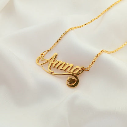 Twirl Heart Motif Personalized Name Necklace