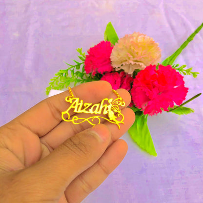 Customized Name Necklace with Fairy – 22K Gold Plated